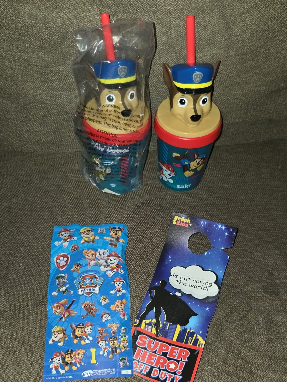 Paw Patrol Blue and Red Chase Character Straw Cup